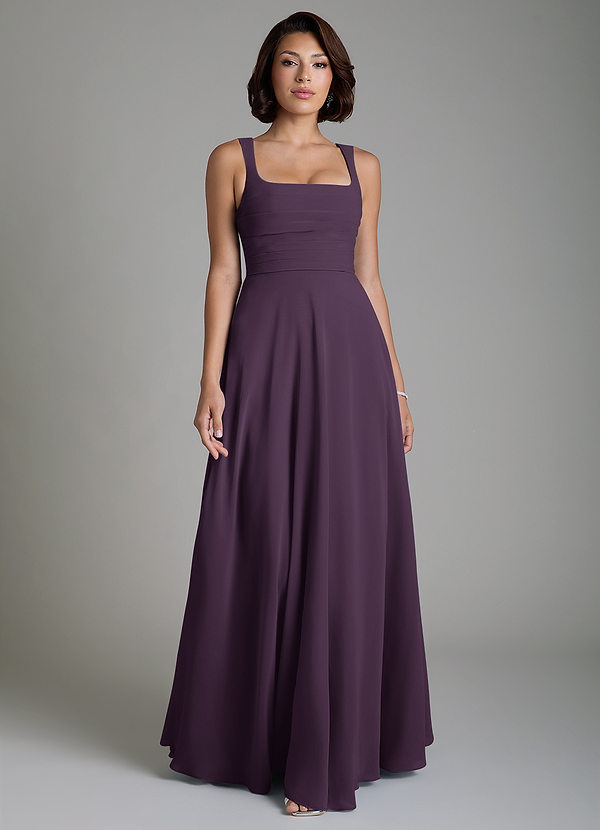 Azazie Azaria Bridesmaid Dresses Plum A-Line Corset Chiffon Dress image1