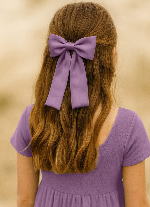 front Girls Satin Bow Hair Clip Set
