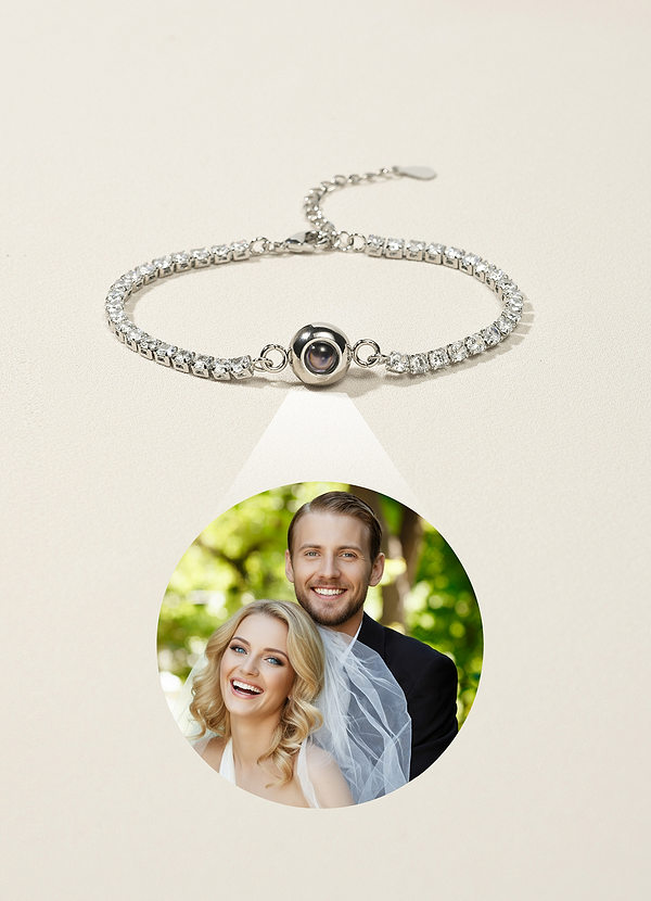 front Custom Photo Projection Rhinestone Tennis Bracelet