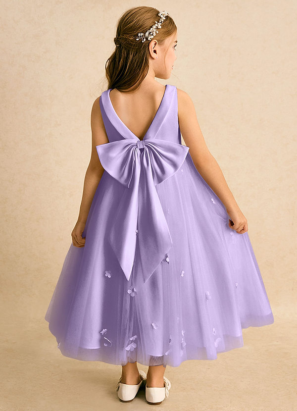 Azazie Angel Flower Girl Dresses Lilac Ball-Gown Bow Tulle Dress image1