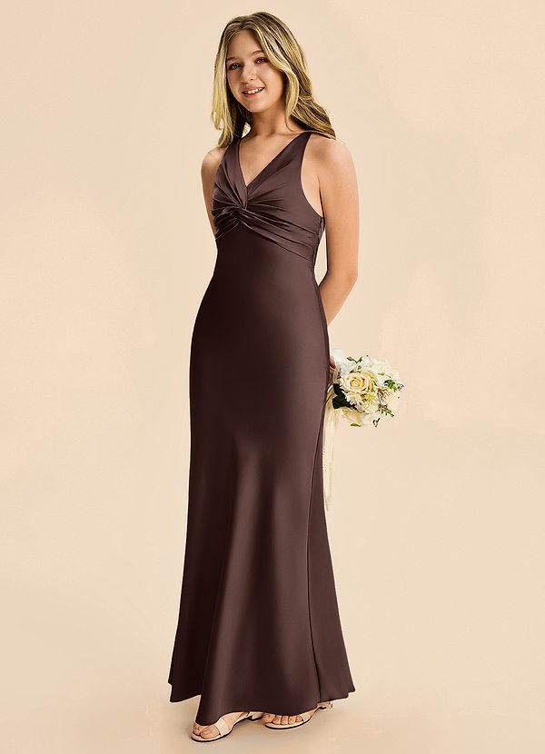 Azazie Hati Junior Ganache Mermaid Stretch Satin Dress image1