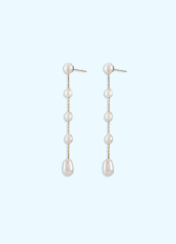 front Elegant Pearl Drop Earrings