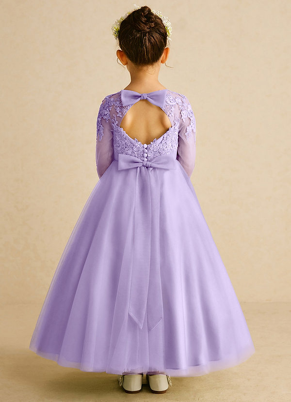 Azazie Precious Flower Girl Dresses Lilac A-Line Lace Tulle Dress image1
