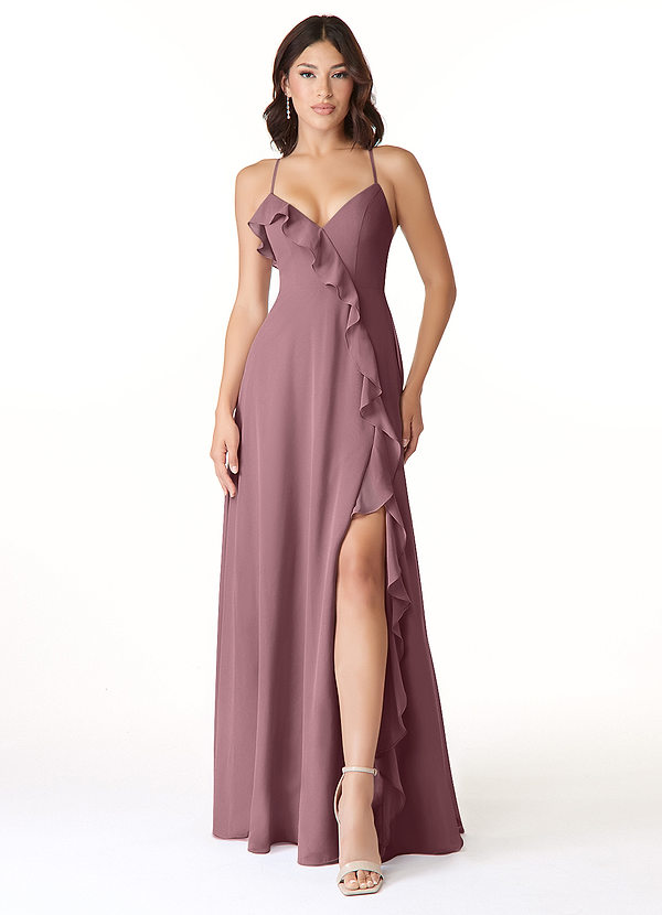 Azazie Tarni Bridesmaid Dresses Amethyst A-Line Chiffon Dress image1