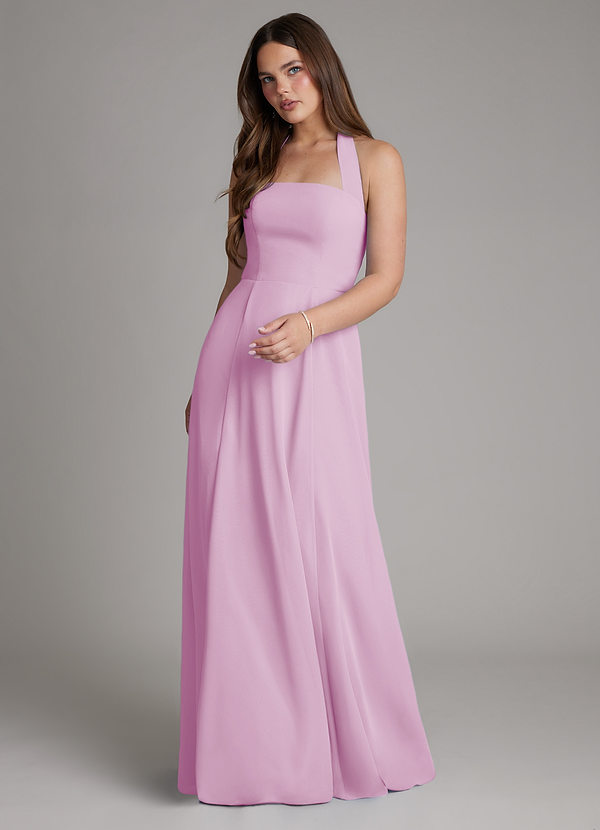 Azazie Irina Bridesmaid Dresses Candy Pink A-Line Pleated Chiffon Dress image1
