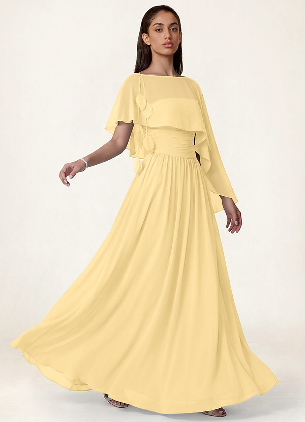 front Azazie Matching Color Floral Sheer Chiffon Cape