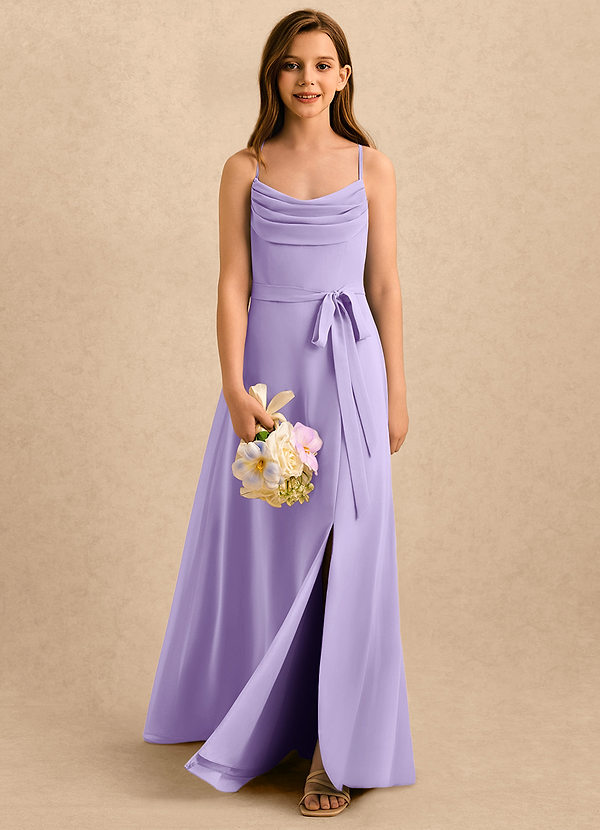 Azazie Jasslyn Girls Formal Sukienki dla dziewczynek sypiących kwiaty Linia A Pofałdowany Szyfon Długość podłogi Sukienka image1