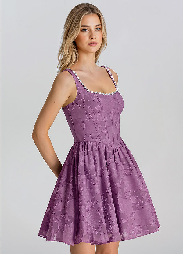 Mignonette Glycine Robe courte en A avec perles et effet burnout image1