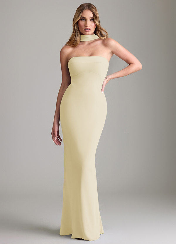Azazie Lusinda Bridesmaid Dresses Lemon Sorbet Mermaid Off the Shoulder Chiffon Convertible Dress image1