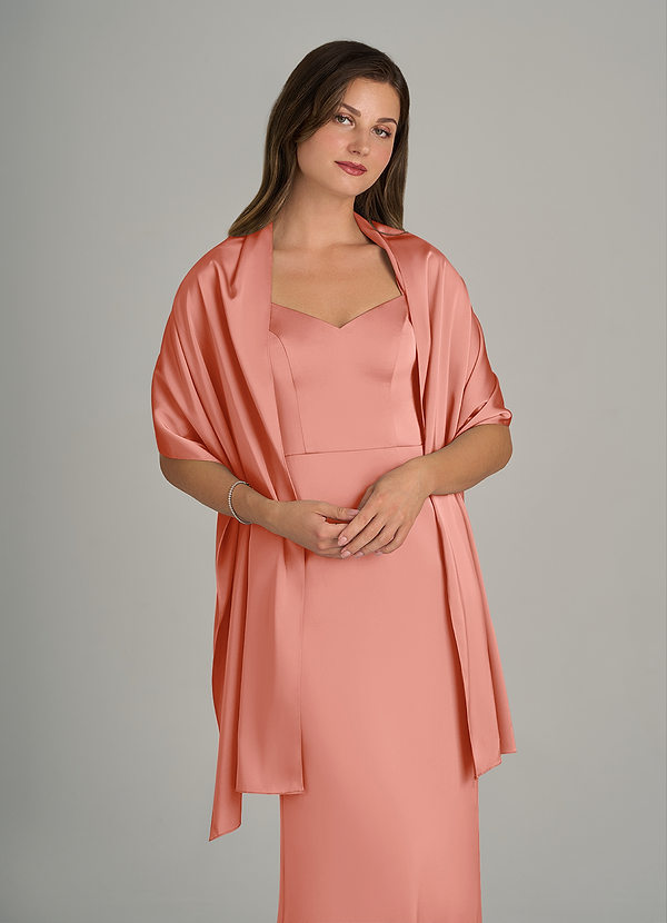 front Azazie Matching Color Ireland Stretch Satin Shawl