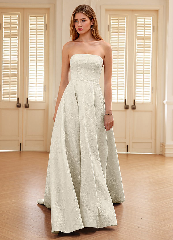 Isadorally Cream Corset Rhinestone Sheer Lace Prom Dress image1