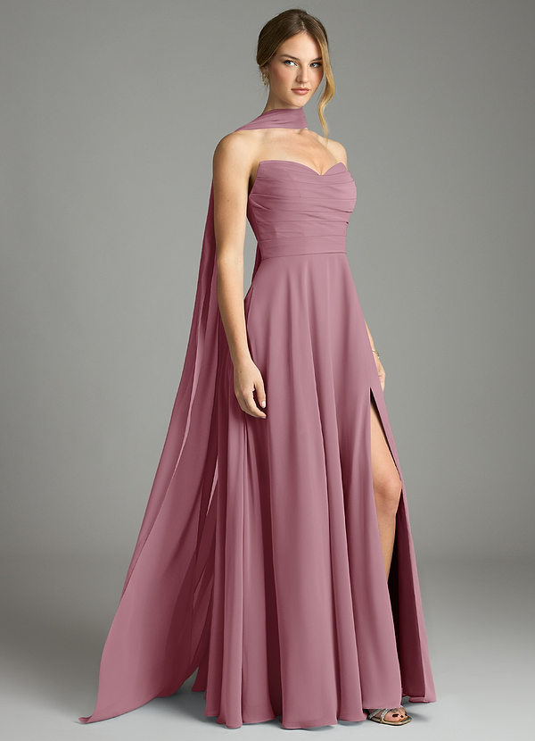 Azazie Ayla Abiti da Damigella Abito A-Line in Chiffon Scollo a Cuore Vintage Malva image1