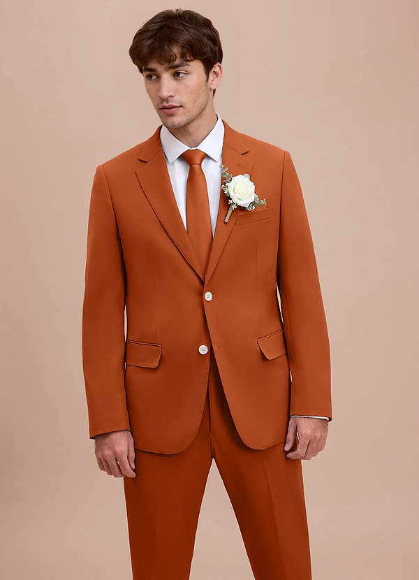 front Ethan Naranja Quemada Chaqueta de traje de tejido refinado