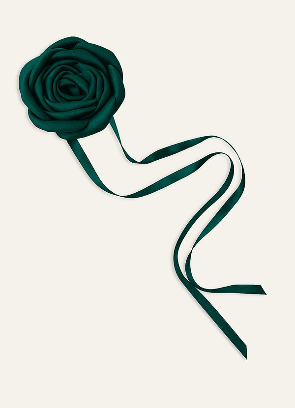 front Matching Color Matte Satin Rose Flower Rope Necklace