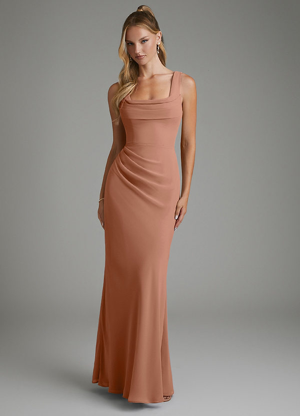 Azazie Asa Bridesmaid Dresses Bronzer Sheath Corset Chiffon Dress image1