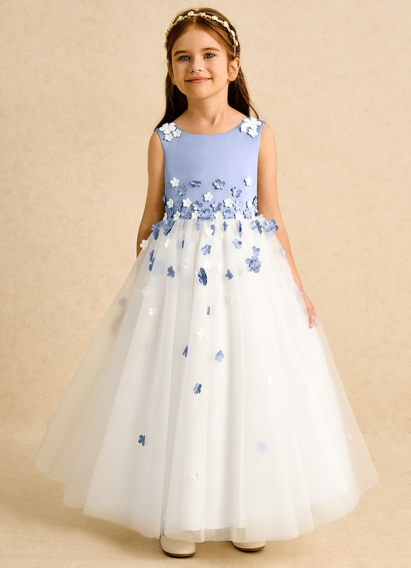 Azazie Eleni Sukienki dla dziewczynek sypiących kwiaty Suknia balowa Ukłon Tiul Długość kostki Sukienka image1
