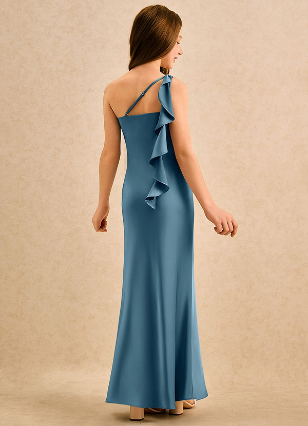 Azazie Almond Girls Formal Klänningar för brudeflicka Klä Tubklänning i Stretch Satin Ena axeln image1