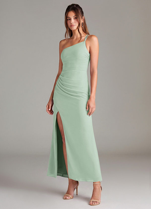 Azazie Eren Bruidsmeisjes Jurken Jurk van Chiffon met Zeemeermin One-Shoulder Agave image1