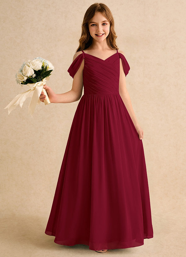 Azazie Chelo Girls Formal Klänningar för brudeflicka Klä A-Linje i Chiffong Plisserad image1