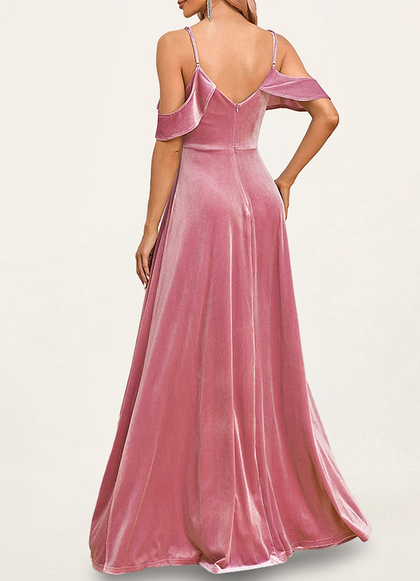 back Crawford Rose Pink Velvet Maxi Dress