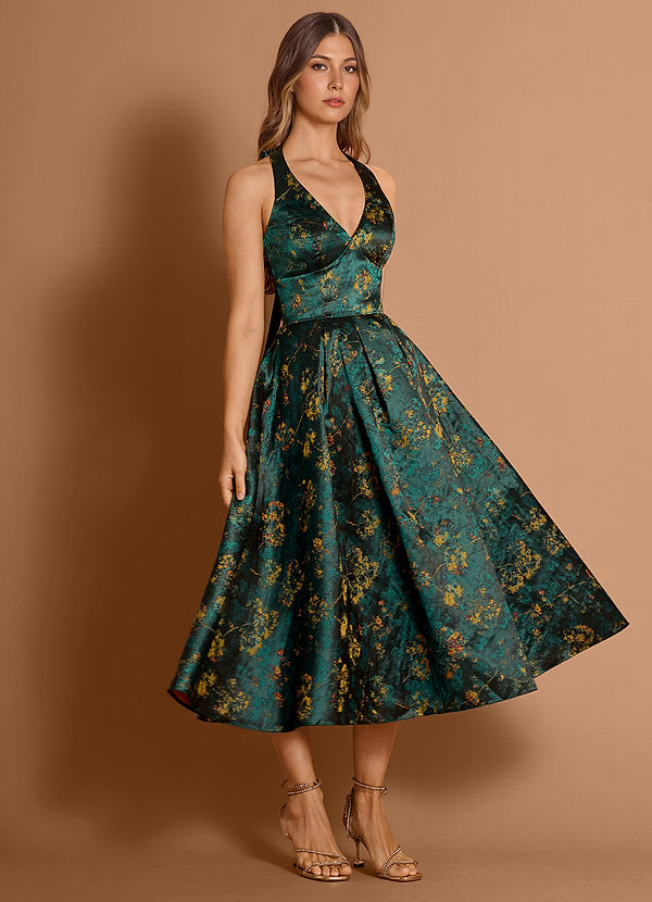 Emiko Deep Green Midi Dress image1