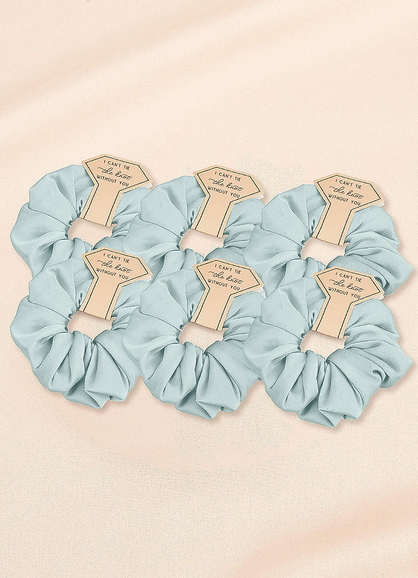 front Matching Color Six-Piece Bridesmaid Stretch Satin Over Size Scrunchie Set