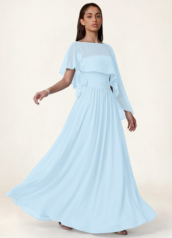 front Azazie Matching Color Floral Sheer Chiffon Cape