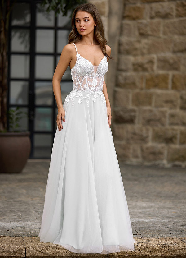 Drapelet White A-line Prom Dress image1