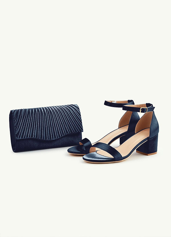 front Matching Color Metallic Satin Sandals Envelope Clutch Set