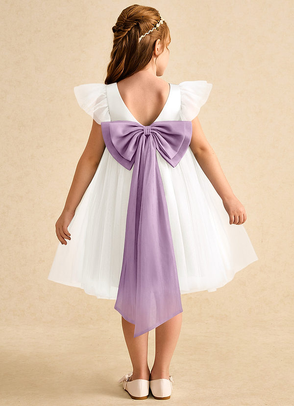 Azazie Munchkin Flower Girl Dresses Ivory Wisteria A-Line Bow Tulle Dress image1