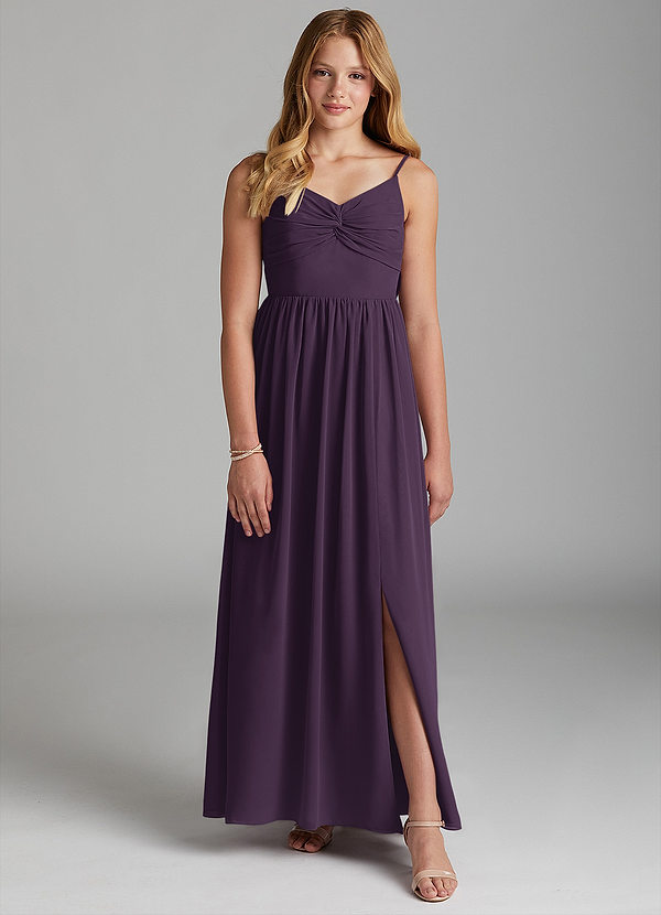 Azazie Zeya Junior Plum A-Line Chiffon Dress image1