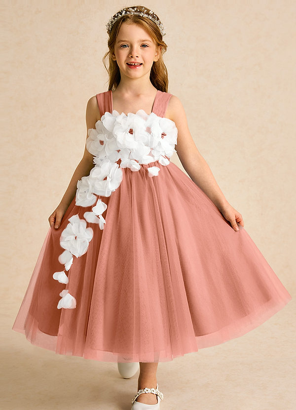Azazie Dovey Abiti da Ragazza di Fiori Abito Principessa in Tulle Fiocco Più Tagliato image1