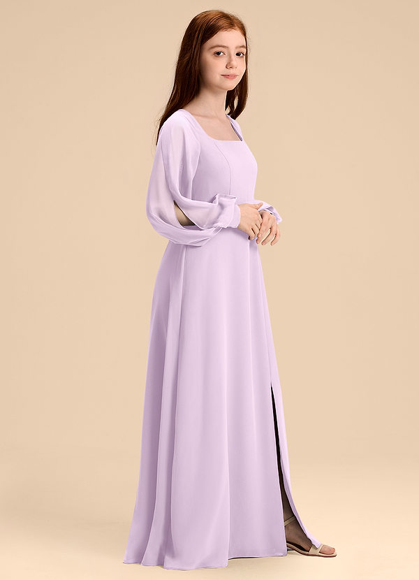 Azazie Bondi Junior Frosted Lilac A-Line Blouson Chiffon Dress image1