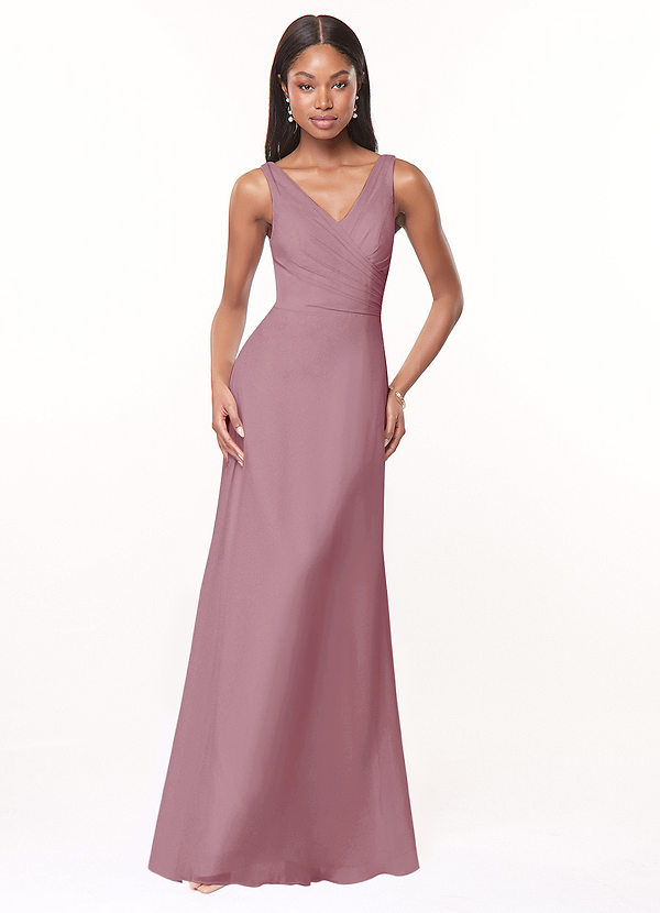 Azazie Nala Bridesmaid Dresses Vintage Mauve A-Line Pleated Chiffon Dress image1