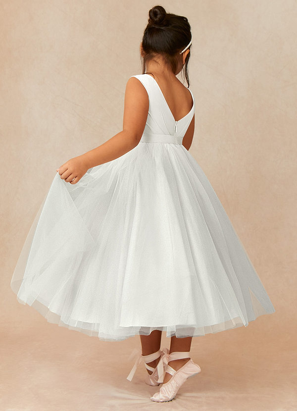 Azazie Bee Flower Girl Dresses Ball-Gown Pleated Tulle Ankle-Length Dress image2