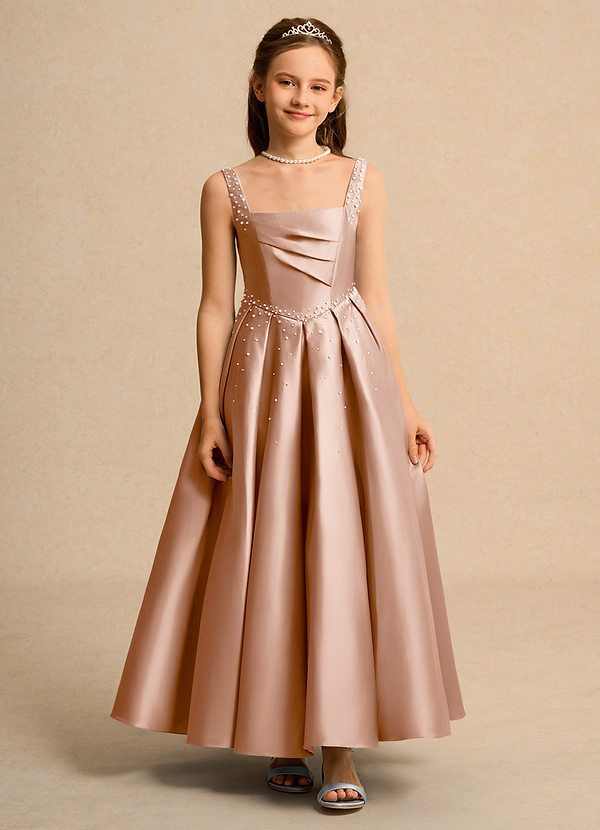 Azazie Mochi Girl Klänningar för brudeflicka Klä Balklänning i Matt satäng Plisserad image1