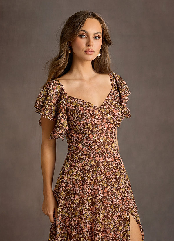 Rileigh Pink Floral Midi Dress image1