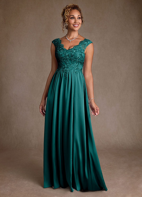 Azazie Amethyst Abiti da Mamma Sposa Abito A-Line in Pizzo Verde Pavone image1