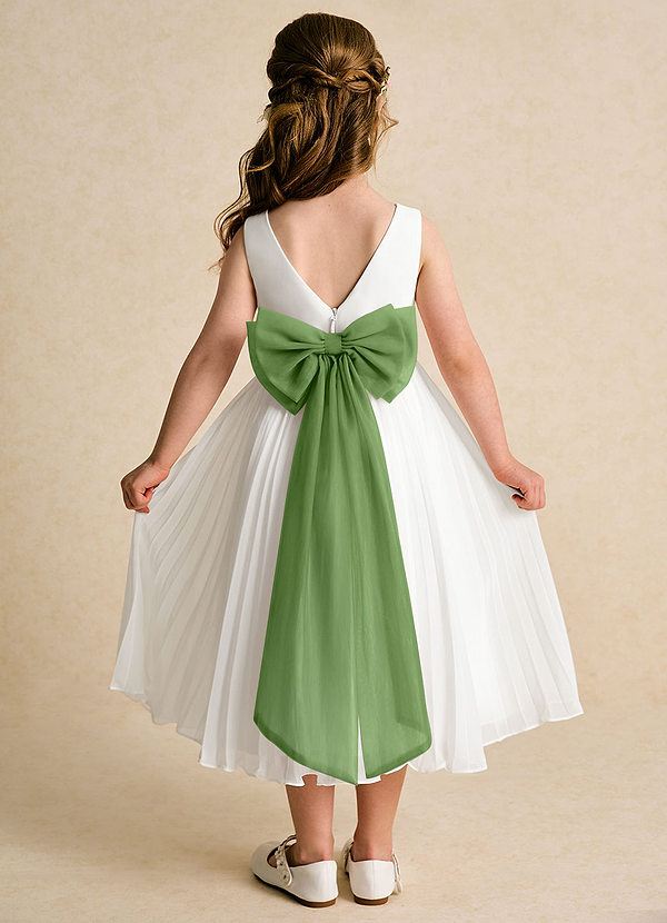 Azazie Margot Flower Girl Dresses Ivory Basil A-Line Pleated Chiffon Dress image1