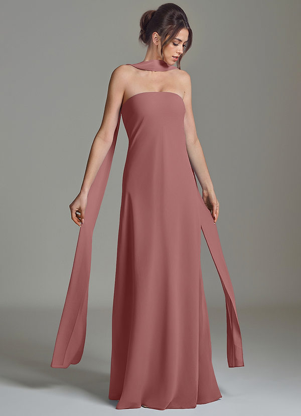 Azazie Ilana Bridesmaid Dresses Desert Rose A-Line Strapless Chiffon Dress image1