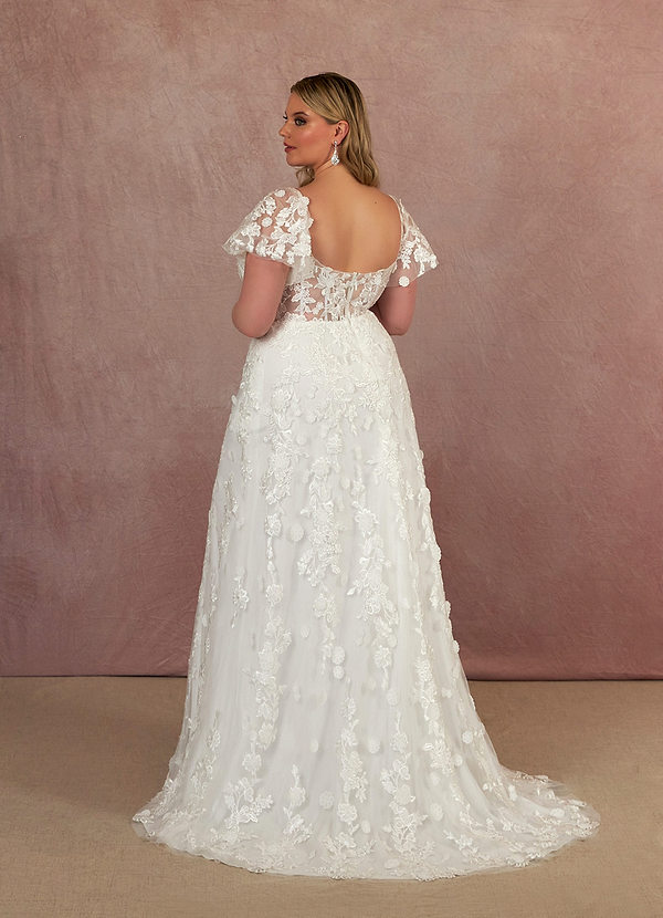 Azazie Vivienne Wedding Dresses A-Line Lace Sweep Train Dress image2