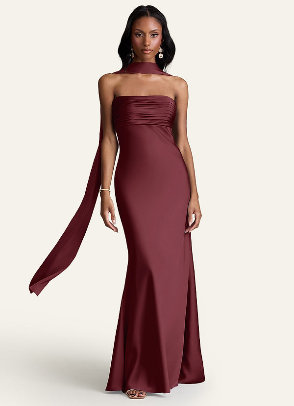 front Azazie Matchande färg stretchig satinhalsduk