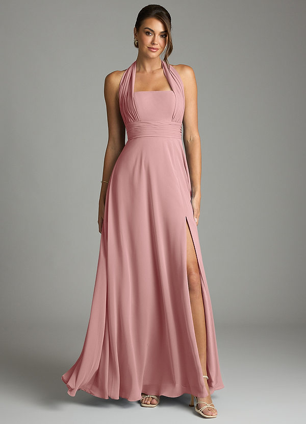 Azazie Tamira Suknie dla druhen Linia A Pofałdowany Szyfon Do ziemi Sukienka image1