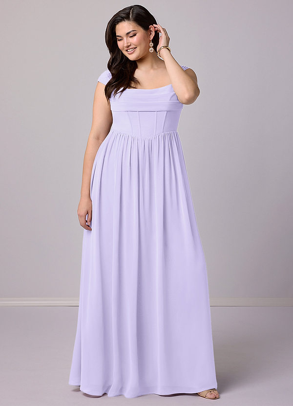 Barbie ♥ Azazie Bridesmaid Dresses Lilac A-Line Corset Chiffon Dress image1