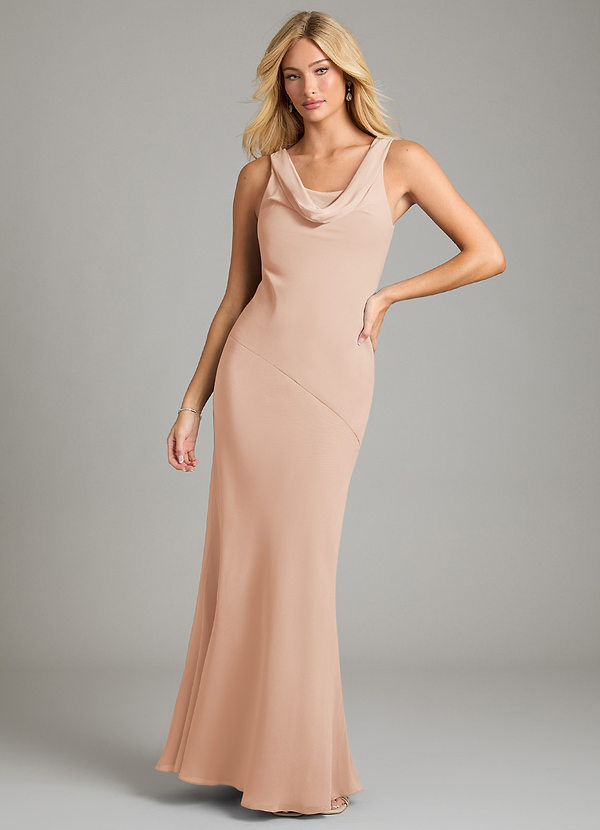 Azazie Rylina Bridesmaid Dresses English Rose Mermaid Pleated Chiffon Dress image1