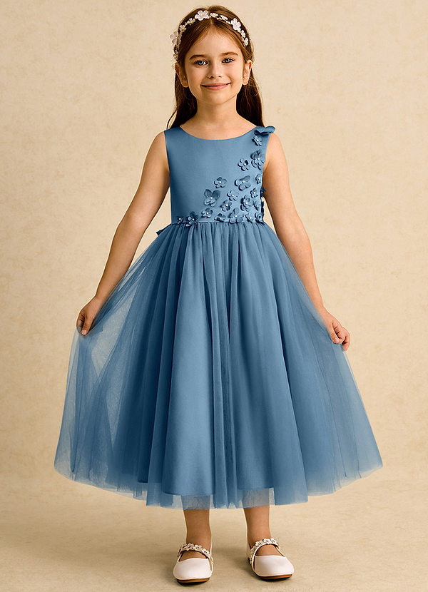 Azazie Malva Robes de Fillette d'Honneur Robe Princesse en Tulle Arc Bermude image1