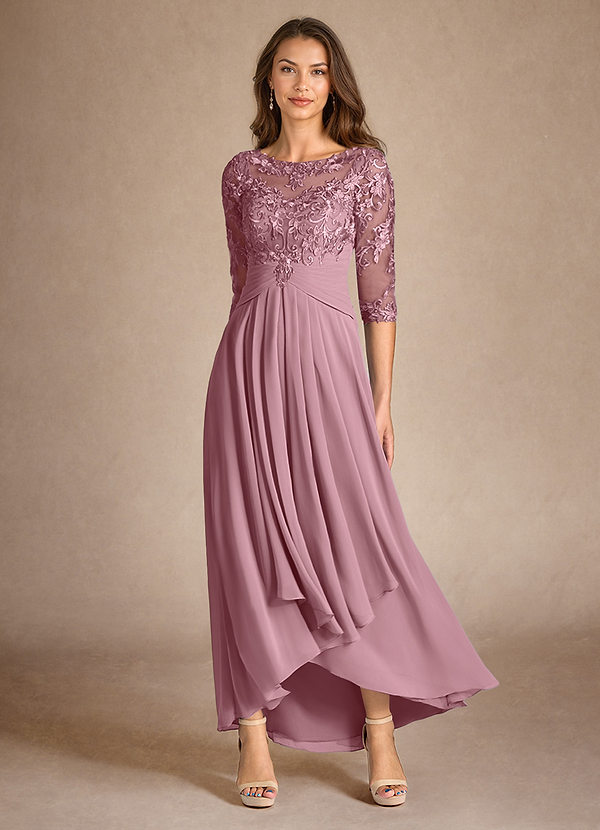 Azazie Marietta Mother of the Brides Dresses Vintage Mauve A-Line Lace Dress image1