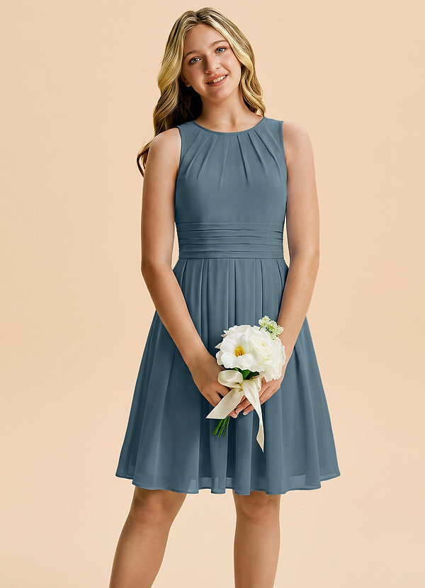 Azazie Bibiane Junior Twilight A-Line Pleated Chiffon Dress image1