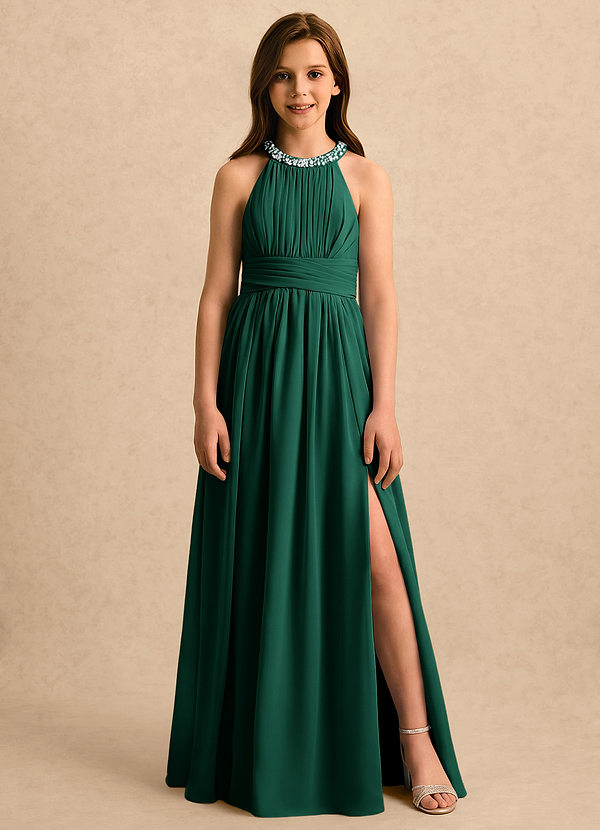 Azazie Aria Girls Formal Blommflicksklänningar Klänning A-Line i Chiffong Plisserad image1