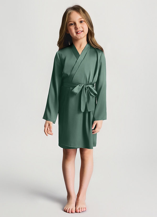 front Eukaliptus Dziewczęcy szlafrok satynowy